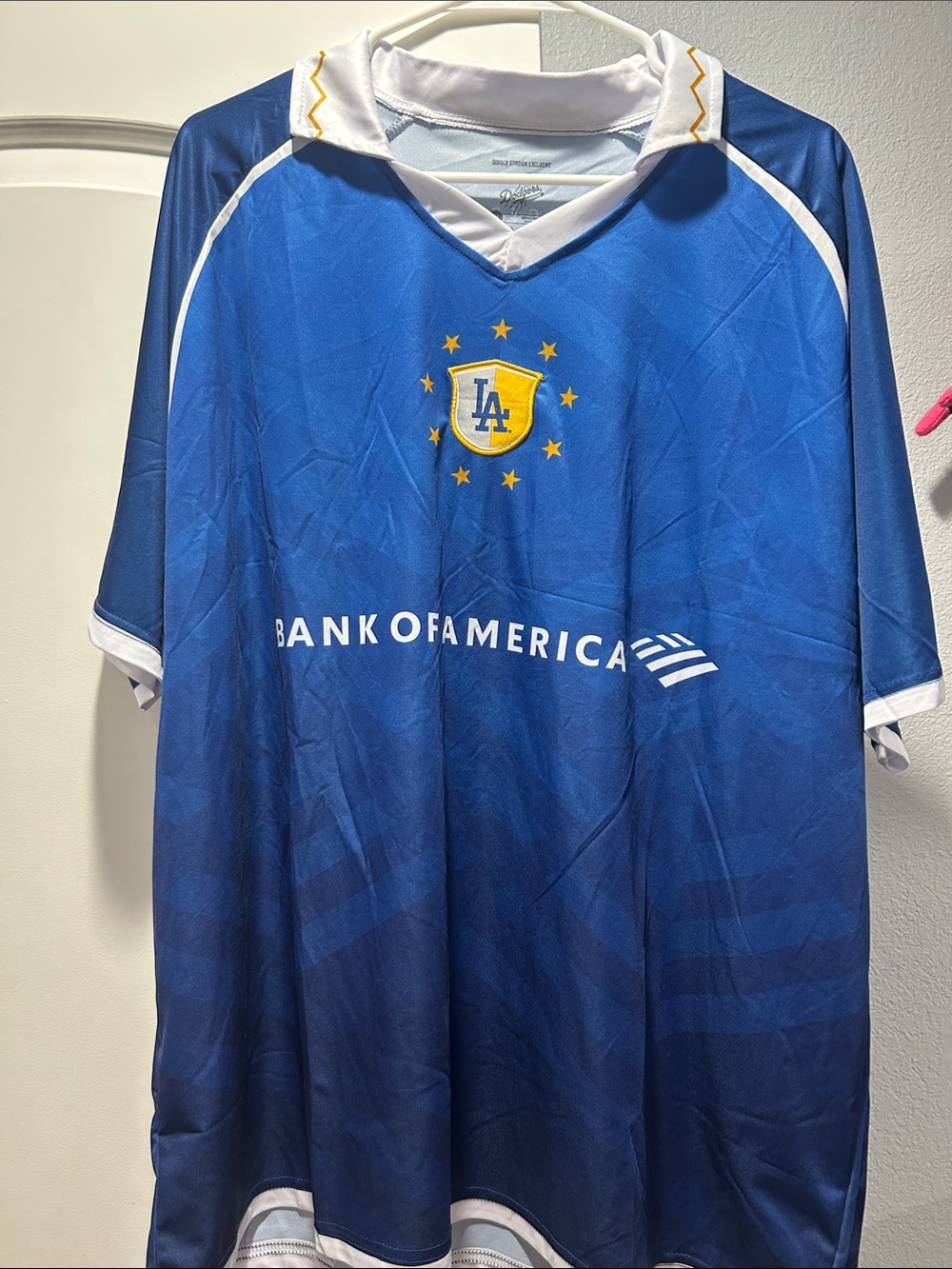 LA Dodgers Crest Blue Soccer Jersey with Bank of America Logo